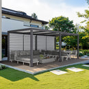 PURPLE LEAF Athena Louvered Pergola Grey Outdoor Aluminum Pergola with Roller Blinds Adjustable Gazebo Rainproof for Patio Deck Garden