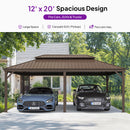 PURPLE LEAF Outdoor Metal Carport Gazebo Bronze Steel Roof Aluminum Frame Shelter for Parking