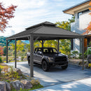 PURPLE LEAF Outdoor Metal Carport Gazebo Grey Steel Roof Aluminum Frame Shelter for Parking