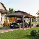 PURPLE LEAF Outdoor Metal Carport Gazebo Bronze Steel Roof Aluminum Frame Shelter for Parking