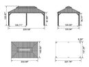 PURPLE LEAF Patio Gazebo for Backyard Grey Hardtop Galvanized Steel Roof Awning with Reinforcement Support Rod