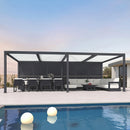 PURPLE LEAF Athena Louvered Pergola Grey Outdoor Aluminum Pergola with Shutter Wall Adjustable Gazebo Rainproof for Patio Deck Garden