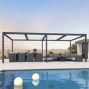 PURPLE LEAF Louvered Pergola Modern Grey Pergola with White Roof for Deck Backyard Garden