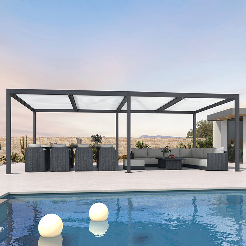 PURPLE LEAF Louvered Pergola Modern Grey Pergola with White Roof for Deck Backyard Garden