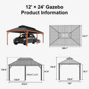 PURPLE LEAF Outdoor Aluminum Carport Heavy-Duty with Wood Grain Aluminum Frame