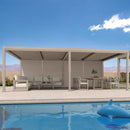 PURPLE LEAF Athena Louvered Pergola Champagne Outdoor Aluminum Pergola with Solid Color Roller Blind Adjustable Gazebo for Patio Deck Garden