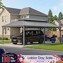 PURPLE LEAF Light Grey Metal Carport with Galvanized Steel Roof Heavy Duty Permanent Outdoor Car Shelter