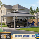 PURPLE LEAF Light Grey Metal Carport with Galvanized Steel Roof Heavy Duty Permanent Outdoor Car Shelter