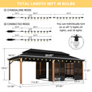 PURPLE LEAF Sunroom Hardtop Gazebo Solarium Wood Grain  Galvanized Steel Double Roof All-Weather Aluminum Outdoor Screen House with String Lights