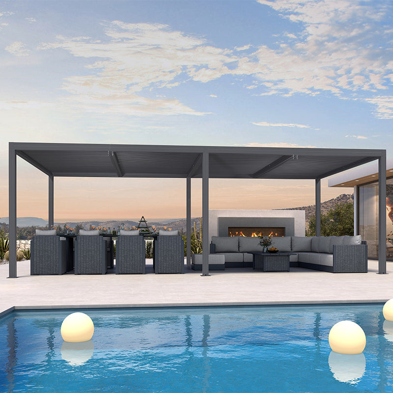 PURPLE LEAF Athena Louvered Pergola Outdoor Aluminum Pergola with Adjustable Roof for Deck Backyard Garden Hardtop Gazebo