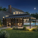 PURPLE LEAF Sunroom Hardtop Gazebo Solarium Grey Galvanized Steel Double Roof  All-Weather Aluminum Outdoor Screen House with String Lights