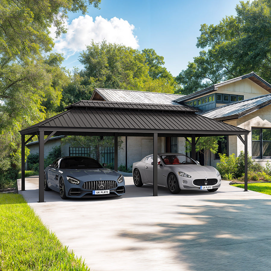 Metal Carport with Grey Steel Roof | Aluminum Frame