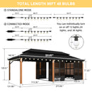 PURPLE LEAF Sunroom Hardtop Gazebo Solarium Wood Grain  Galvanized Steel Double Roof All-Weather Aluminum Outdoor Screen House with String Lights