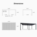 PURPLE LEAF Athena Louvered Pergola Grey Outdoor Aluminum Pergola with Roller Blind Adjustable Gazebo for Patio Deck Garden