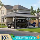 PURPLE LEAF Light Grey Metal Carport with Galvanized Steel Roof Heavy Duty Permanent Outdoor Car Shelter