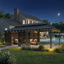 PURPLE LEAF Sunroom Hardtop Gazebo Solarium Grey Galvanized Steel Double Roof  All-Weather Aluminum Outdoor Screen House with String Lights