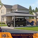 PURPLE LEAF Light Grey Metal Carport with Galvanized Steel Roof Heavy Duty Permanent Outdoor Car Shelter