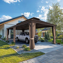 PURPLE LEAF Outdoor Metal Carport Gazebo Bronze Steel Roof Aluminum Frame Shelter for Parking