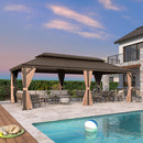 PURPLE LEAF Outdoor Hardtop Gazebo for Garden Bronze Double Roof Aluminum Frame Pavilion