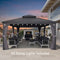 PURPLE LEAF Patio Gazebo for Backyard Grey Hardtop Galvanized Steel Roof Awning String Lights-milky