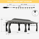 PURPLE LEAF Patio Gazebo for Pool Light Grey Hardtop Galvanized Steel Roof with String Lights-milky