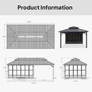PURPLE LEAF Sunroom Hardtop Gazebo Solarium Grey Galvanized Steel Double Roof  All-Weather Aluminum Outdoor Screen House