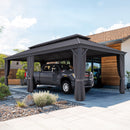 PURPLE LEAF Outdoor Metal Carport Gazebo Grey Steel Roof Aluminum Frame Shelter for Parking