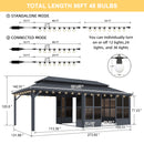 PURPLE LEAF Sunroom Hardtop Gazebo Solarium Grey Galvanized Steel Double Roof  All-Weather Aluminum Outdoor Screen House with String Lights