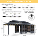 PURPLE LEAF Sunroom Hardtop Gazebo Solarium Grey Galvanized Steel Double Roof  All-Weather Aluminum Outdoor Screen House with String Lights