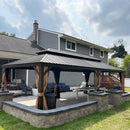 PURPLE LEAF Outdoor Hardtop Gazebo for Garden Bronze Double Roof Aluminum Frame Pavilion