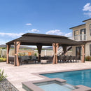 PURPLE LEAF Outdoor Hardtop Gazebo for Garden Bronze Double Roof Aluminum Frame Pavilion