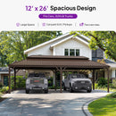 PURPLE LEAF Outdoor Metal Carport Gazebo Bronze Steel Roof Aluminum Frame Shelter for Parking