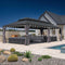 PURPLE LEAF Patio Gazebo for Backyard Grey Hardtop Galvanized Steel Roof Awning String Lights-milky