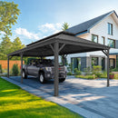 PURPLE LEAF Outdoor Metal Carport Gazebo Grey Steel Roof Aluminum Frame Shelter for Parking