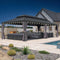 PURPLE LEAF Patio Gazebo for Backyard Grey Hardtop Galvanized Steel Roof Awning with String Lights-clear
