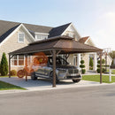 PURPLE LEAF Outdoor Metal Carport Gazebo Bronze Steel Roof Aluminum Frame Shelter for Parking