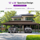 PURPLE LEAF Outdoor Metal Carport Gazebo Bronze Steel Roof Aluminum Frame Shelter for Parking