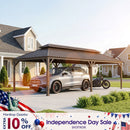 PURPLE LEAF Outdoor Metal Carport Gazebo Bronze Steel Roof Aluminum Frame Shelter for Parking