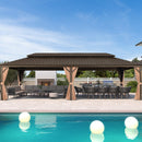 PURPLE LEAF Outdoor Hardtop Gazebo for Garden Bronze Double Roof Aluminum Frame Pavilion