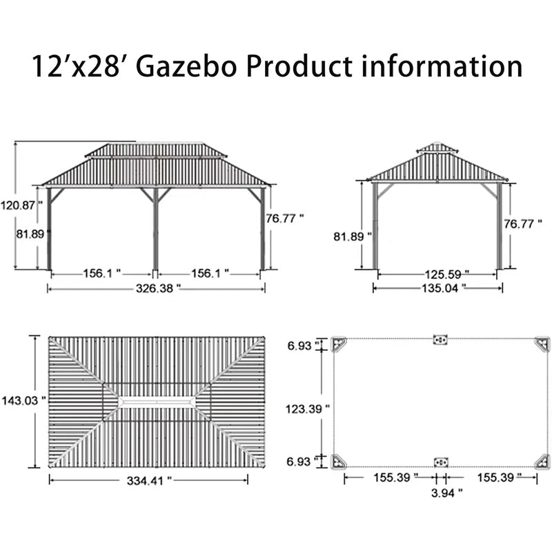 PURPLE LEAF Outdoor Hardtop Gazebo for Garden Bronze Double Roof Aluminum Frame Pavilion