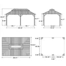 PURPLE LEAF Patio Gazebo for Backyard Grey Hardtop Galvanized Steel Roof Awning with Upgrade Curtain