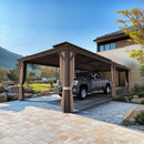 PURPLE LEAF Outdoor Metal Carport Gazebo Bronze Steel Roof Aluminum Frame Shelter for Parking