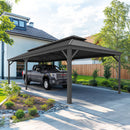 PURPLE LEAF Outdoor Metal Carport Gazebo Grey Steel Roof Aluminum Frame Shelter for Parking