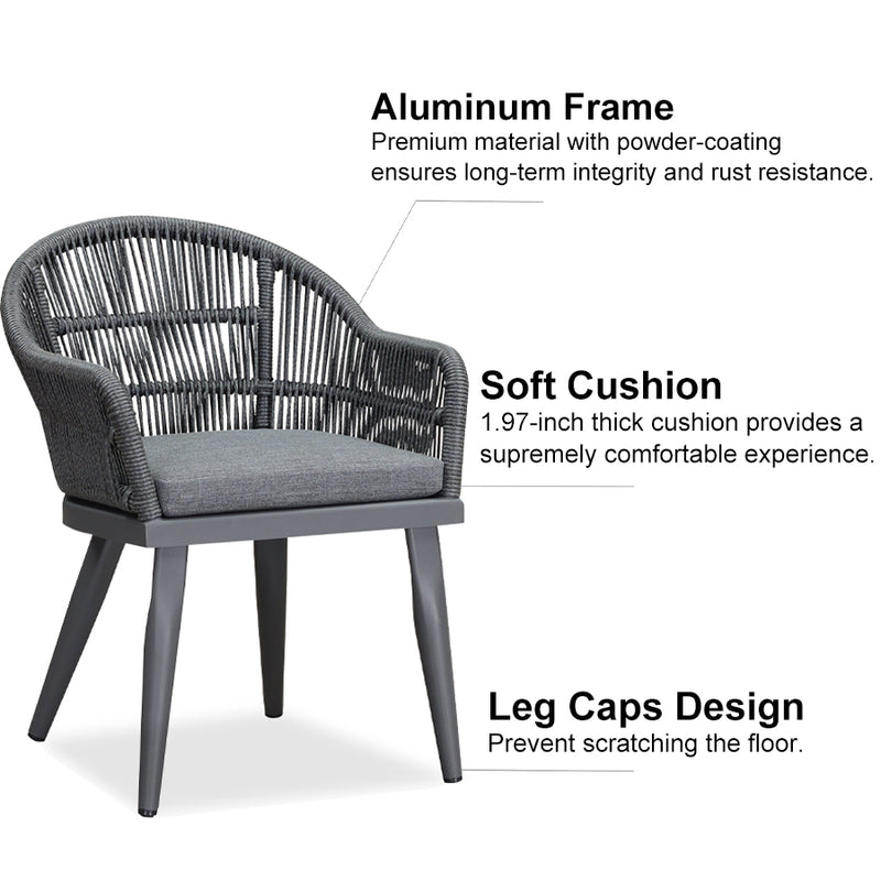 PURPLE LEAF 7/9/11 Pieces Patio Dining Set with Weather-Resistant Dining Table and Chairs Wicker Patio Table Set with Comfortable Cushion for Deck, Garden, Kitchen, Grey