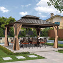 OPEN BOX I PURPLE LEAF Outdoor Hardtop Gazebo for Garden Bronze Double Roof Aluminum Frame Pavilion