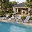 PURPLE LEAF Patio Chaise Lounge Set Outdoor Beach Pool Sunbathing Lawn Lounger Recliner Chair Outside Chairs with Side Table Included