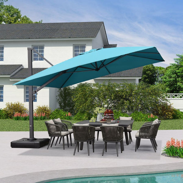 Square Heavy Duty Cantilever Umbrella, UV-Resistant Grey Patio Umbrella, 12x12ft