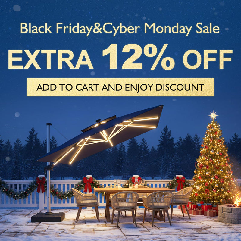 PURPLE LEAF Double Top 9 / 10 / 11 / 12 ft Square Aluminum Sun Umbrellas in Wood Color