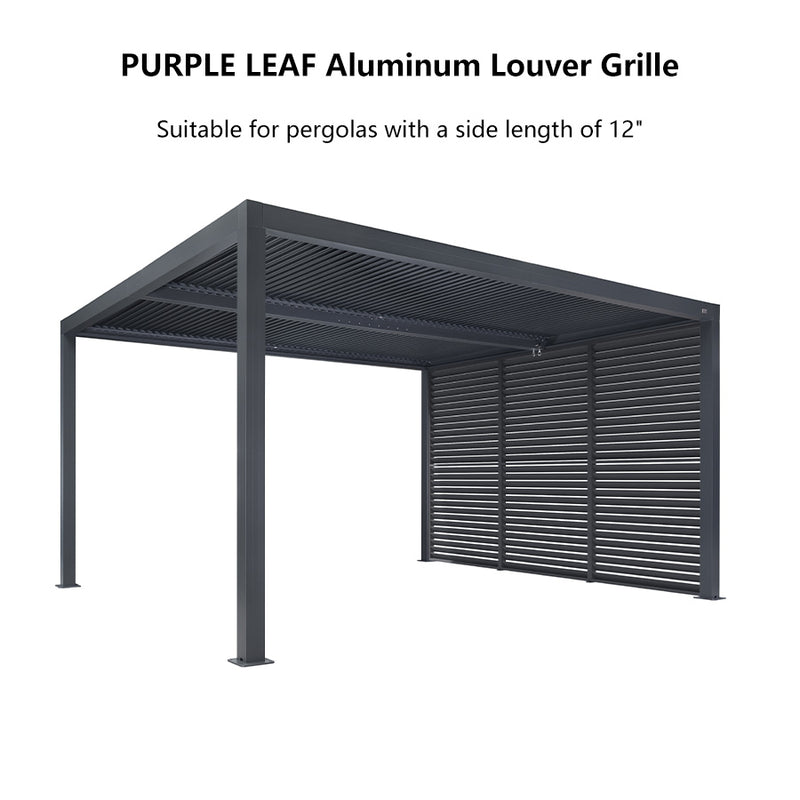 PURPLE LEAF Louvered Pergola Accessory Aluminum Louver Grille for Optimal Privacy, Sunlight Control Side Fixed Shutter Wall, Pergola Not Included