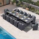 PURPLE LEAF Sanori Outdoor Dining Set Modern Large Weather-Resistant Table and Aluminum Chairs with Cushions for Garden Grey